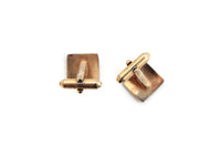 Vintage Gold Square Striped Cuff Links