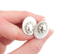 Vintage Silver Etched Oval Cuff Links