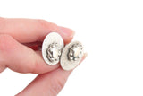 Vintage Silver Etched Oval Cuff Links