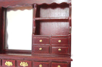 Vintage 1:12 Miniature Dollhouse Wooden China Hutch, China Cabinet or Display Cabinet