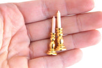 Set of 2 Vintage 1:12 Miniature Dollhouse Brass Candlesticks