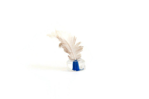 Vintage Blue & White Miniature Dollhouse Inkwell with Feather