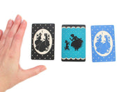 Vintage Set of 3 Silhouette-Themed Playing Cards