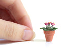 Vintage 1:12 Miniature Dollhouse Pink African Violet Potted Plant