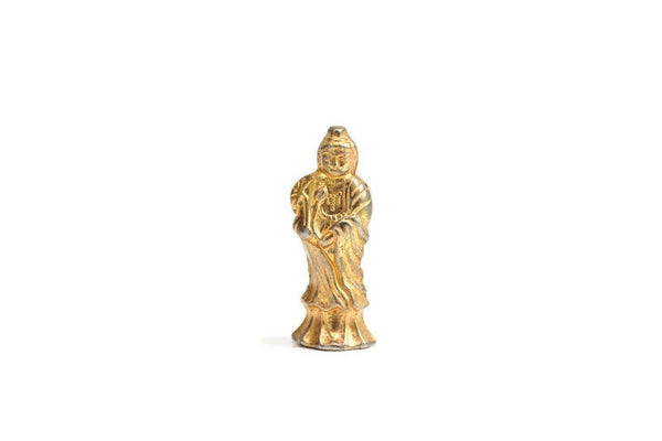 Vintage Petite Princess Dollhouse Miniature Brass Buddha Statue