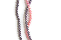 Vintage Pink & Pearl Beaded Triple Strand Necklace