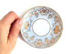 Vintage Light Blue & Gold Porcelain Saucer or Ring Dish