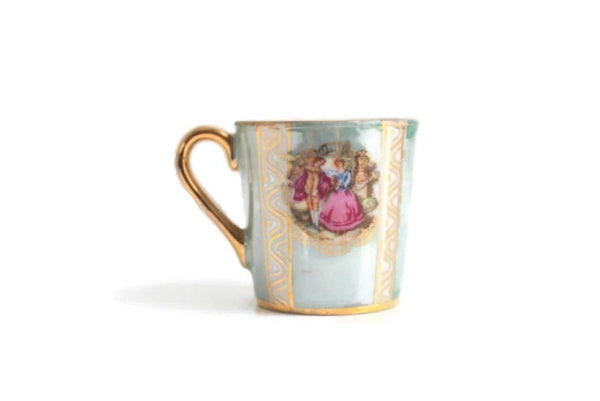 Vintage Blue & Gold Fragonard Porcelain Demitasse Teacup