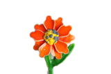 Vintage Orange Enamel Daisy Flower Brooch