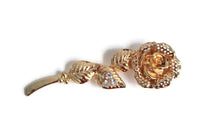 Vintage Gold Long Stem Rose Brooch