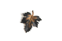 Vintage Bronze Rhinestone Leaf Brooch