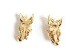 Vintage Gold Leaf & Red Rhinestone Clip-On Earrings