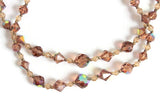 Vintage Bronze Aurora Borealis Double Strand Iridescent Crystal Beaded Necklace