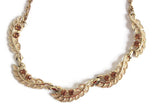 Vintage Gold Leaf & Bronze & Brown Rhinestone Necklace
