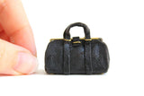 Artisan-Made Vintage Black 1:12 Miniature Dollhouse Purse or Handbag