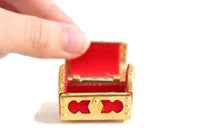 Vintage 1:12 Miniature Dollhouse Gold Jewelry Box or Trunk