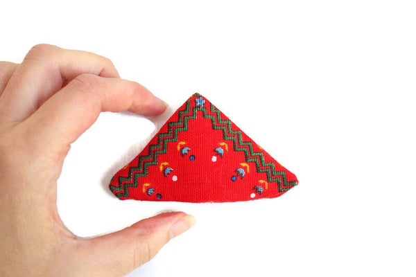 Vintage 1:12 Miniature Dollhouse Red Floral Triangle-Shaped Throw Pillow