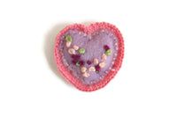 Artisan-Made Vintage Purple & Pink Heart-Shaped 1:12 Miniature Dollhouse Throw Pillow