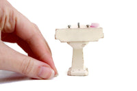 Vintage Beige 1:12 Miniature Dollhouse Pedestal-Style Bathroom Sink