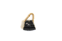 Vintage 1:12 Miniature Dollhouse Black & Gold Purse or Handbag