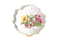 Vintage Pink Leaf Flower Bouquet Ring Dish or Trinket Dish