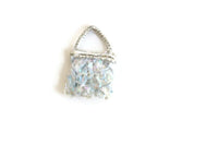 Vintage 1:12 Miniature Dollhouse Silver & Blue Purse or Handbag