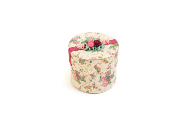 Vintage 1:12 Miniature Dollhouse Pink Floral Hat Box