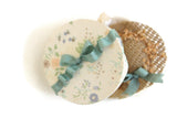 Vintage 1:12 Miniature Dollhouse Green Floral Hat Box with Hat