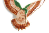 Vintage Ceramic Brown & Green Hummingbird Brooch