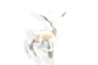 Vintage White Iridescent Deer Brooch
