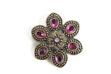 Vintage Purple Rhinestone Flower Brooch or Pendant
