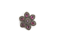 Vintage Purple Rhinestone Flower Brooch or Pendant