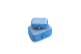 Vintage 1:12 Miniature Dollhouse Blue Luggage or Suitcase Set