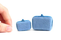 Vintage 1:12 Miniature Dollhouse Blue Luggage or Suitcase Set