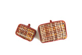 Vintage 1:12 Miniature Dollhouse Tweed Luggage or Suitcase Set