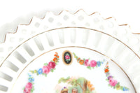 Vintage White & Pink Floral Porcelain Fragonard Saucer or Ring Dish