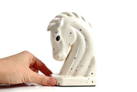 Vintage White Speckled Ceramic Horse Head Bookend