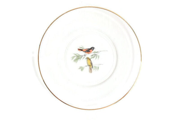 Vintage Gold Clear Glass Bird Bread Plate or Ring Dish