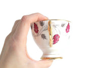 Vintage Tuscan China Pink & Gray Leaf Print Porcelain Teacup & Saucer Set