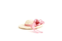 Vintage 1:12 Miniature Dollhouse Beige & Pink Straw Hat