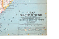 Vintage 1963 National Geographic One-Sided Wall Map of Africa Countries of the Nile