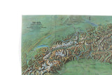 Vintage 1965 National Geographic Wall Map of Switzerland & Austria