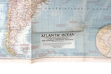 Vintage 1955 National Geographic Wall Map of the Atlantic Ocean