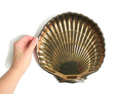 Vintage Brass Seashell Serving Tray or Trinket Dish