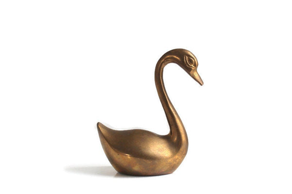 Vintage Solid Brass Swan