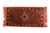 Vintage Miniature Dollhouse Rust & Orange Printed Persian Rug