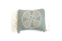 Vintage 1:12 Miniature Dollhouse Green Cross Stitch Throw Pillow