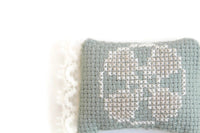 Vintage 1:12 Miniature Dollhouse Green Cross Stitch Throw Pillow