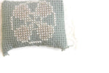 Vintage 1:12 Miniature Dollhouse Green Cross Stitch Throw Pillow