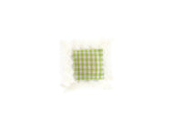 Vintage 1:12 Miniature Dollhouse Green & White Gingham Lace Trim Throw Pillow